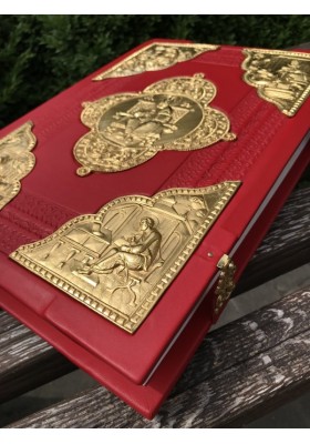 Євангеліє з позолоченими накладками 25х35см (червоне)
